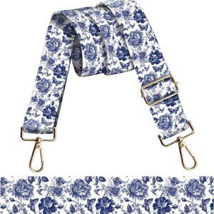 Luxury Blue Boho Flowers Stylish Adjustable Crossbody Purse Strap for Women